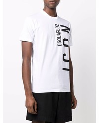 T-shirt à col rond imprimé blanc et noir DSQUARED2