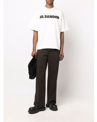 T-shirt à col rond imprimé blanc et noir Jil Sander