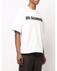 T-shirt à col rond imprimé blanc et noir Jil Sander