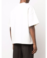 T-shirt à col rond imprimé blanc et noir Jil Sander