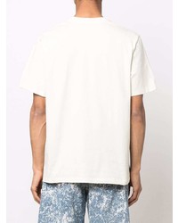 T-shirt à col rond imprimé blanc et noir MSGM