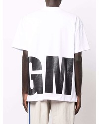 T-shirt à col rond imprimé blanc et noir MSGM