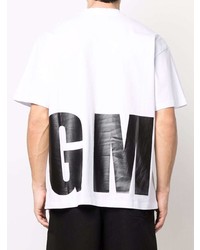 T-shirt à col rond imprimé blanc et noir MSGM