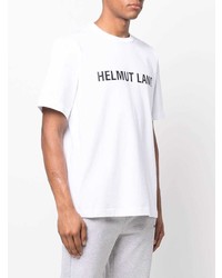 T-shirt à col rond imprimé blanc et noir Helmut Lang