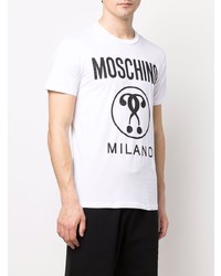 T-shirt à col rond imprimé blanc et noir Moschino