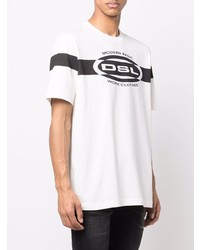 T-shirt à col rond imprimé blanc et noir Diesel