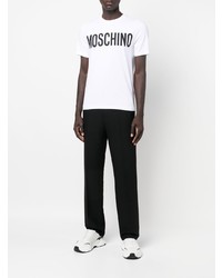 T-shirt à col rond imprimé blanc et noir Moschino