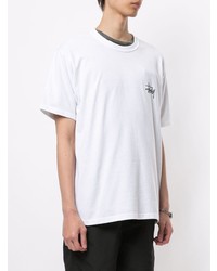 T-shirt à col rond imprimé blanc et noir Stussy