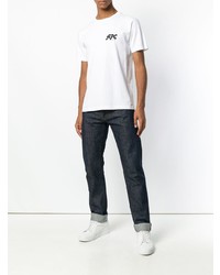 T-shirt à col rond imprimé blanc et noir A.P.C.