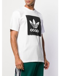 T-shirt à col rond imprimé blanc et noir adidas