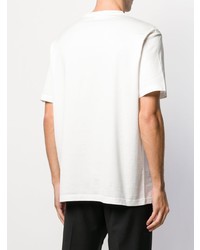 T-shirt à col rond imprimé blanc et noir Brioni