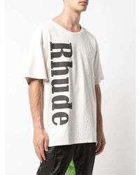 T-shirt à col rond imprimé blanc et noir Rhude