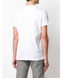 T-shirt à col rond imprimé blanc et noir Balmain