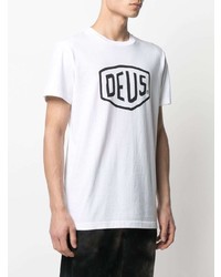 T-shirt à col rond imprimé blanc et noir Deus Ex Machina