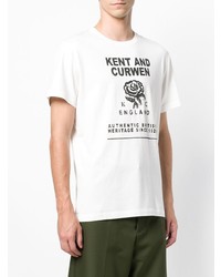 T-shirt à col rond imprimé blanc et noir Kent & Curwen