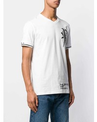 T-shirt à col rond imprimé blanc et noir Philipp Plein