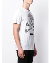 T-shirt à col rond imprimé blanc et noir Philipp Plein