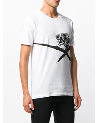 T-shirt à col rond imprimé blanc et noir Plein Sport