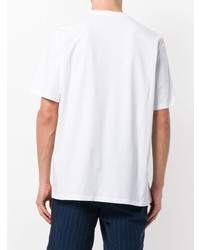 T-shirt à col rond imprimé blanc et noir MSGM