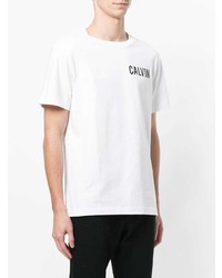 T-shirt à col rond imprimé blanc et noir Calvin Klein Jeans