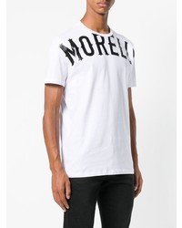 T-shirt à col rond imprimé blanc et noir Frankie Morello