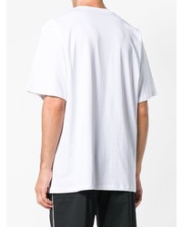 T-shirt à col rond imprimé blanc et noir MSGM