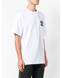 T-shirt à col rond imprimé blanc et noir MSGM