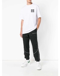 T-shirt à col rond imprimé blanc et noir MSGM