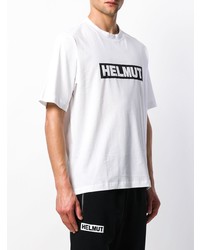 T-shirt à col rond imprimé blanc et noir Helmut Lang