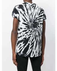 T-shirt à col rond imprimé blanc et noir Balmain