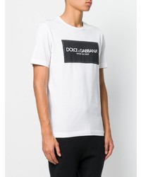 T-shirt à col rond imprimé blanc et noir Dolce & Gabbana