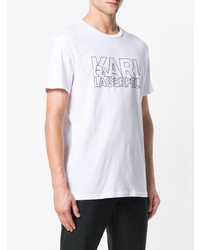 T-shirt à col rond imprimé blanc et noir Karl Lagerfeld