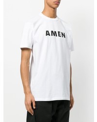 T-shirt à col rond imprimé blanc et noir Amen