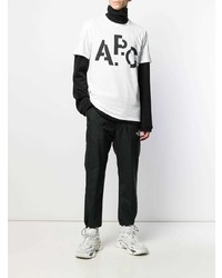 T-shirt à col rond imprimé blanc et noir A.P.C.