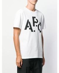 T-shirt à col rond imprimé blanc et noir A.P.C.