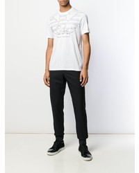 T-shirt à col rond imprimé blanc et noir Emporio Armani