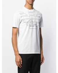 T-shirt à col rond imprimé blanc et noir Emporio Armani