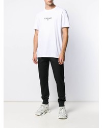 T-shirt à col rond imprimé blanc et noir Les Hommes