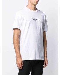 T-shirt à col rond imprimé blanc et noir Les Hommes