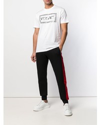 T-shirt à col rond imprimé blanc et noir Versace