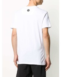 T-shirt à col rond imprimé blanc et noir Philipp Plein