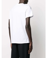 T-shirt à col rond imprimé blanc et noir Balmain