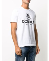 T-shirt à col rond imprimé blanc et noir Dondup