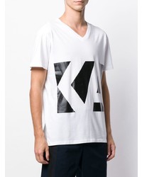 T-shirt à col rond imprimé blanc et noir Karl Lagerfeld