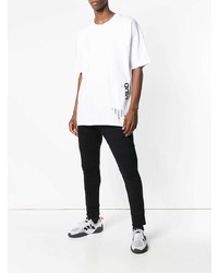 T-shirt à col rond imprimé blanc et noir adidas