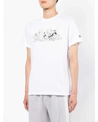 T-shirt à col rond imprimé blanc et noir New Era Cap