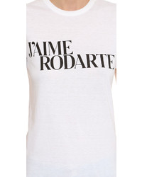T-shirt à col rond imprimé blanc et noir Rodarte