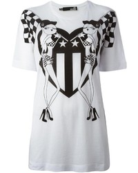 T-shirt à col rond imprimé blanc et noir Love Moschino