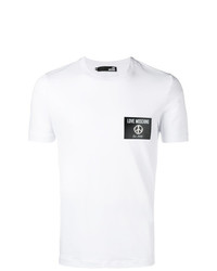 T-shirt à col rond imprimé blanc et noir Love Moschino