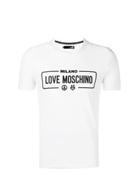 T-shirt à col rond imprimé blanc et noir Love Moschino